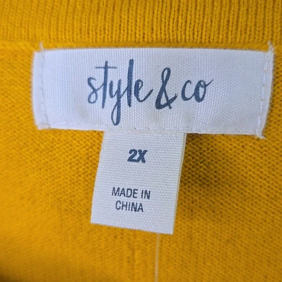 Style & Co Mustard Yellow Long Ribbed Sleeve Sweater, Plus Size 2X, NWT - Picture 3 of 5